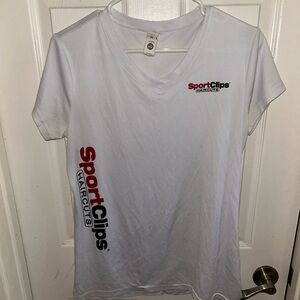 Sport Clips White V-Neck T-Shirt
